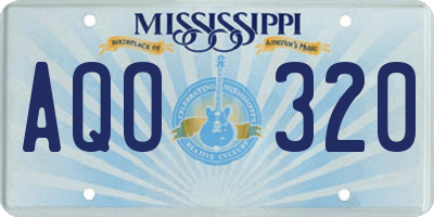 MS license plate AQO320