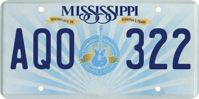 MS license plate AQO322