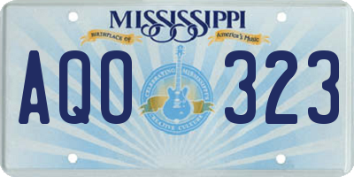 MS license plate AQO323