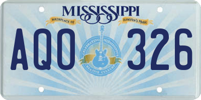 MS license plate AQO326