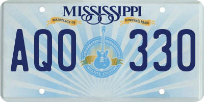 MS license plate AQO330