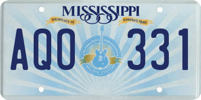 MS license plate AQO331