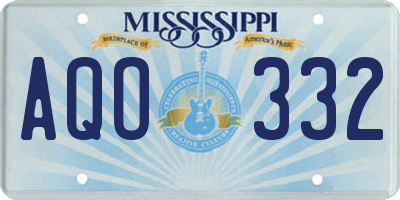 MS license plate AQO332