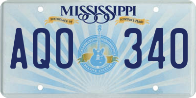 MS license plate AQO340