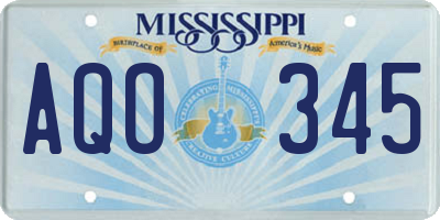 MS license plate AQO345