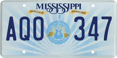 MS license plate AQO347