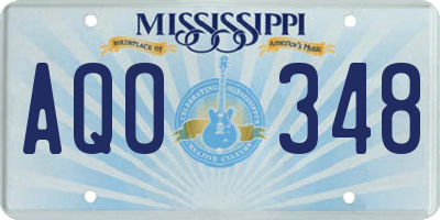 MS license plate AQO348
