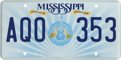 MS license plate AQO353