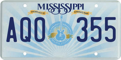 MS license plate AQO355