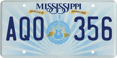 MS license plate AQO356