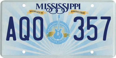 MS license plate AQO357