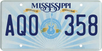 MS license plate AQO358