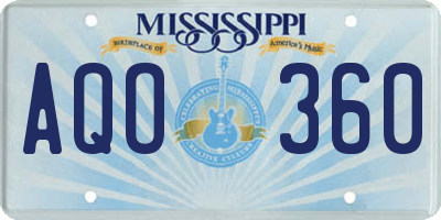 MS license plate AQO360