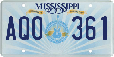 MS license plate AQO361