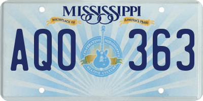 MS license plate AQO363