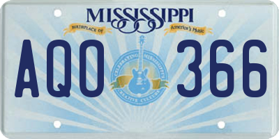 MS license plate AQO366