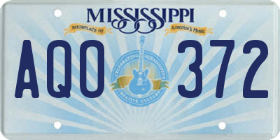 MS license plate AQO372