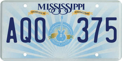 MS license plate AQO375
