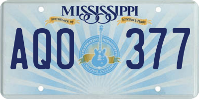 MS license plate AQO377