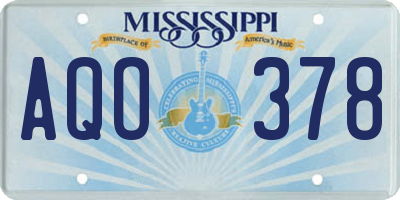 MS license plate AQO378