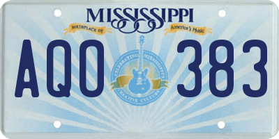 MS license plate AQO383
