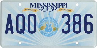 MS license plate AQO386