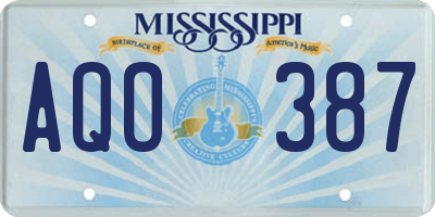 MS license plate AQO387