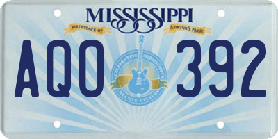 MS license plate AQO392