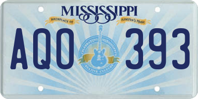 MS license plate AQO393
