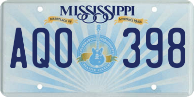 MS license plate AQO398