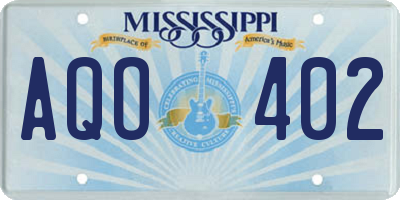 MS license plate AQO402