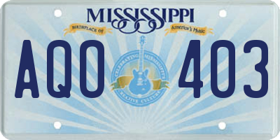 MS license plate AQO403