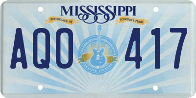 MS license plate AQO417