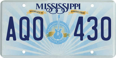 MS license plate AQO430