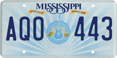 MS license plate AQO443