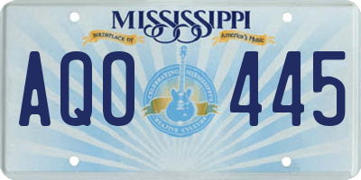 MS license plate AQO445