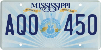 MS license plate AQO450