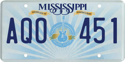 MS license plate AQO451