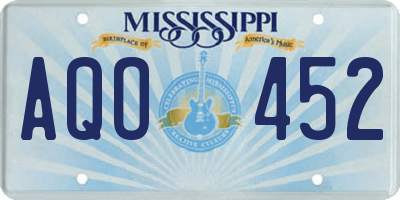 MS license plate AQO452