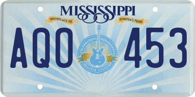 MS license plate AQO453