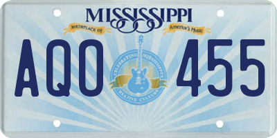 MS license plate AQO455
