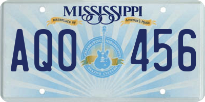 MS license plate AQO456