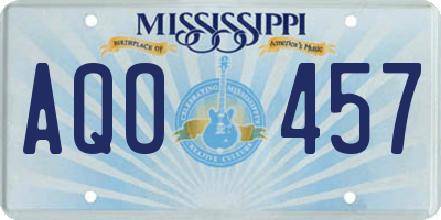 MS license plate AQO457
