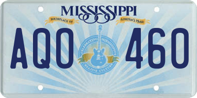 MS license plate AQO460