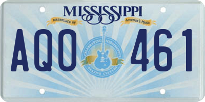 MS license plate AQO461