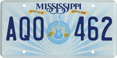 MS license plate AQO462