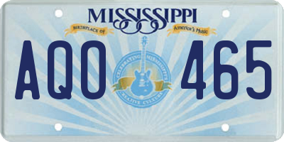 MS license plate AQO465