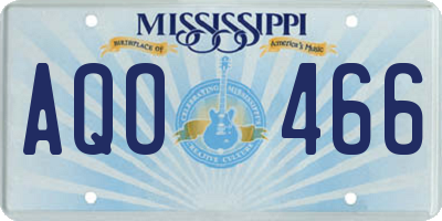 MS license plate AQO466