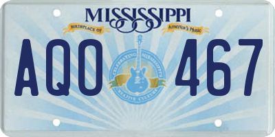 MS license plate AQO467