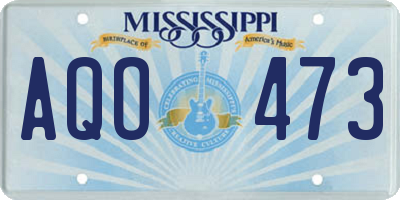 MS license plate AQO473